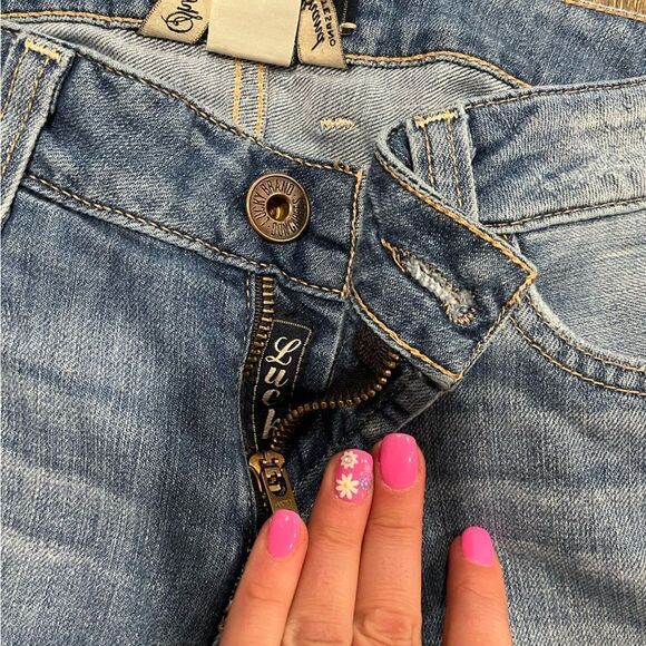 Lucky Brand Lola Boot Cut Jeans Low Rise Whisker Denim Medium Wash Blue Sz 4/27 - Picture 6 of 11